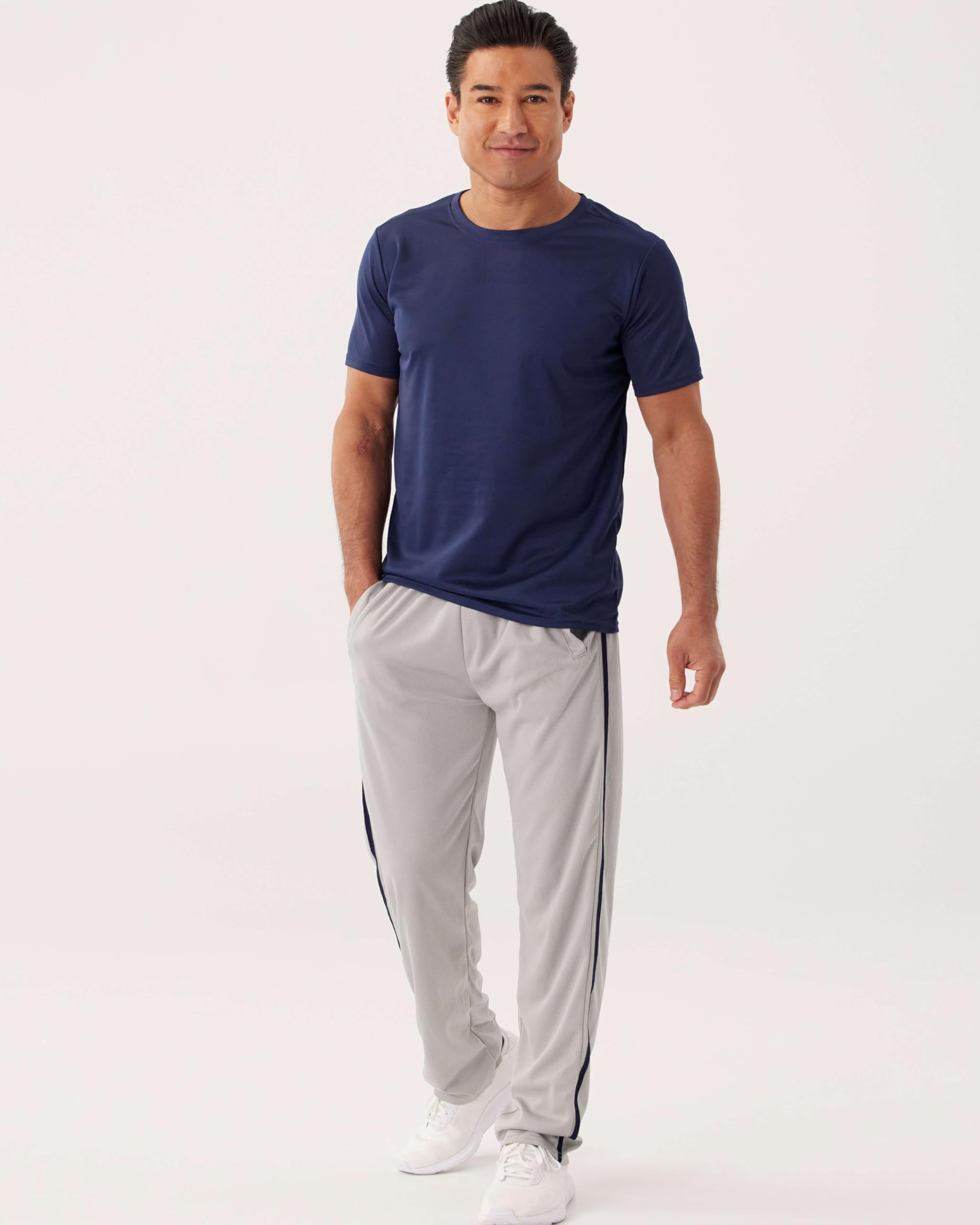 Real Essentials 3 Pack: Men's Mesh Athletic Gym Workout Lounge Open Bottom Sweatpants with Pockets (Available in Big & Tall)