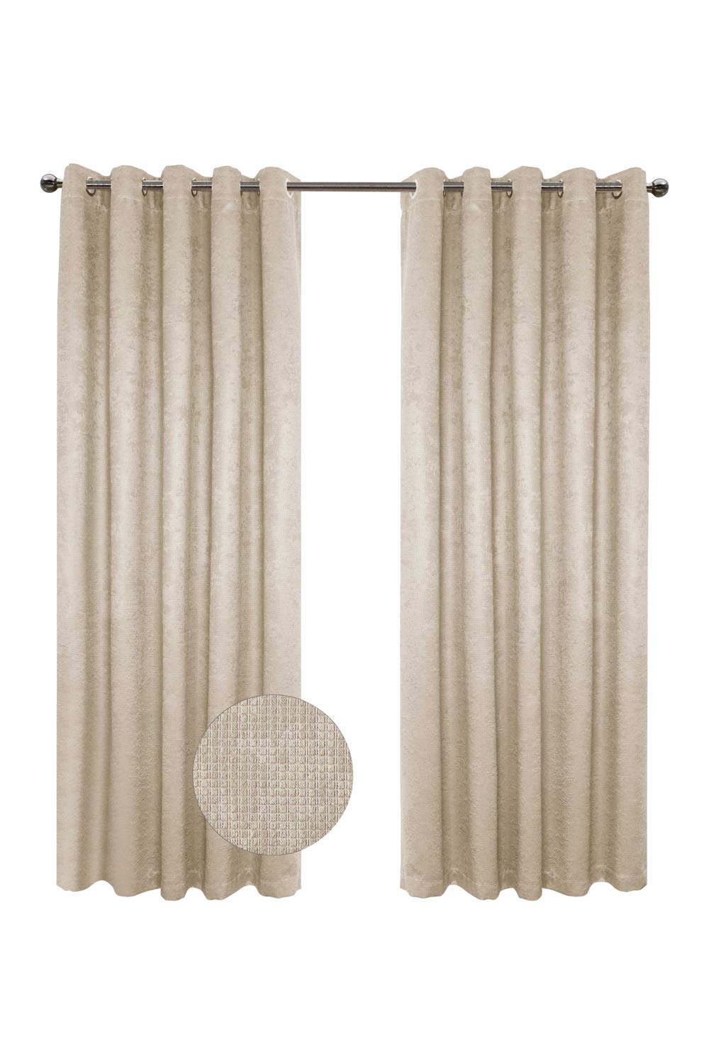 Seville Natural 90" w X 90" d THERMAL Blackout Eyelet Ring Top Curtains