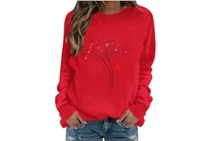 Hnodov Womens Long Sleeve Sweatshirt Valentine's Day T-Shirt Heart Printed Blouse 2026 Spring Outfits