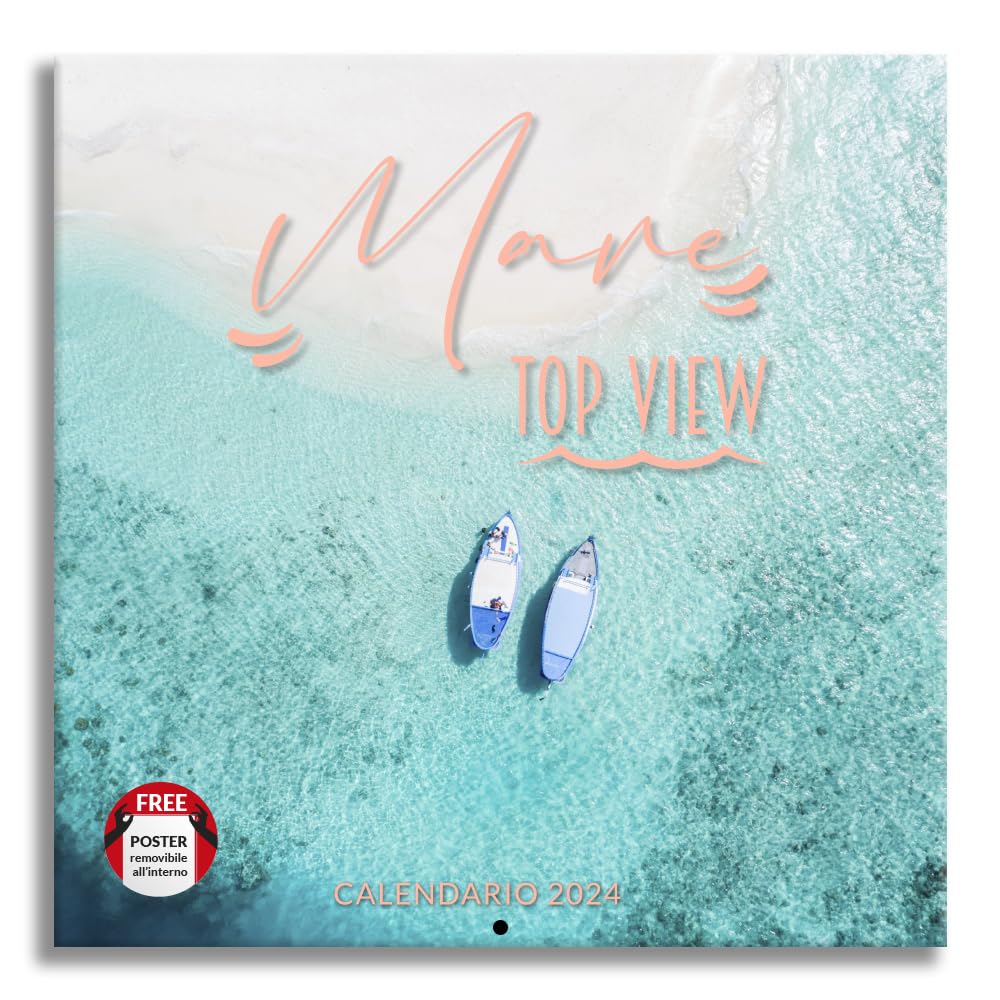 Mare Top Wiev 2024 Wall Calendar - Ideal for Office and Home - 12 Months - 30 x 30 cm + Gift Poster Included