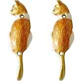 Pasiir 2 Pack Decorative Wall Hooks, Vintage Cat Shaped Metal Wall Hook for Hanging Coats Clothes Keys Hats Towels