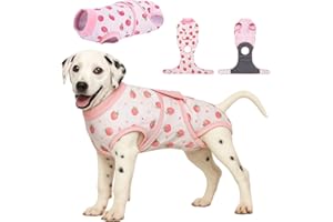 CREATIONS PET GLAM PET Glam Recovery Suit for Dogs Cats, After Surgery, Alternative E-Collar Dog CAT. PET Shirt Breathable Abdominal Wounds, Neuter Cotton, Prevent Licking Onesie Surgical (Fruit, XS)
