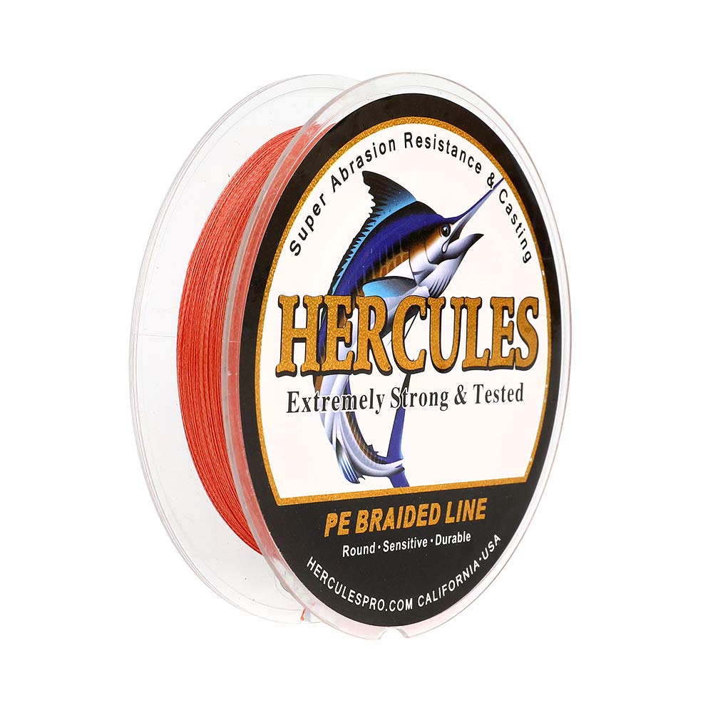 Hercules Super Strong 300M 328 Yards Braided Fishing Line 40 LB Test for Saltwater Freshwater PE Braid Fish Lines 4 Strands - Red, 40LB (18.1KG), 0.32MM — image 1