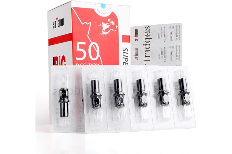 STIGMA #12(7RL) Standard Disposable Tattoo Needle Cartridges with Membrane Safety Cartridges for Tattoo Artists Round Liner 50Pcs Super Value Pack EN05-50-1207RL