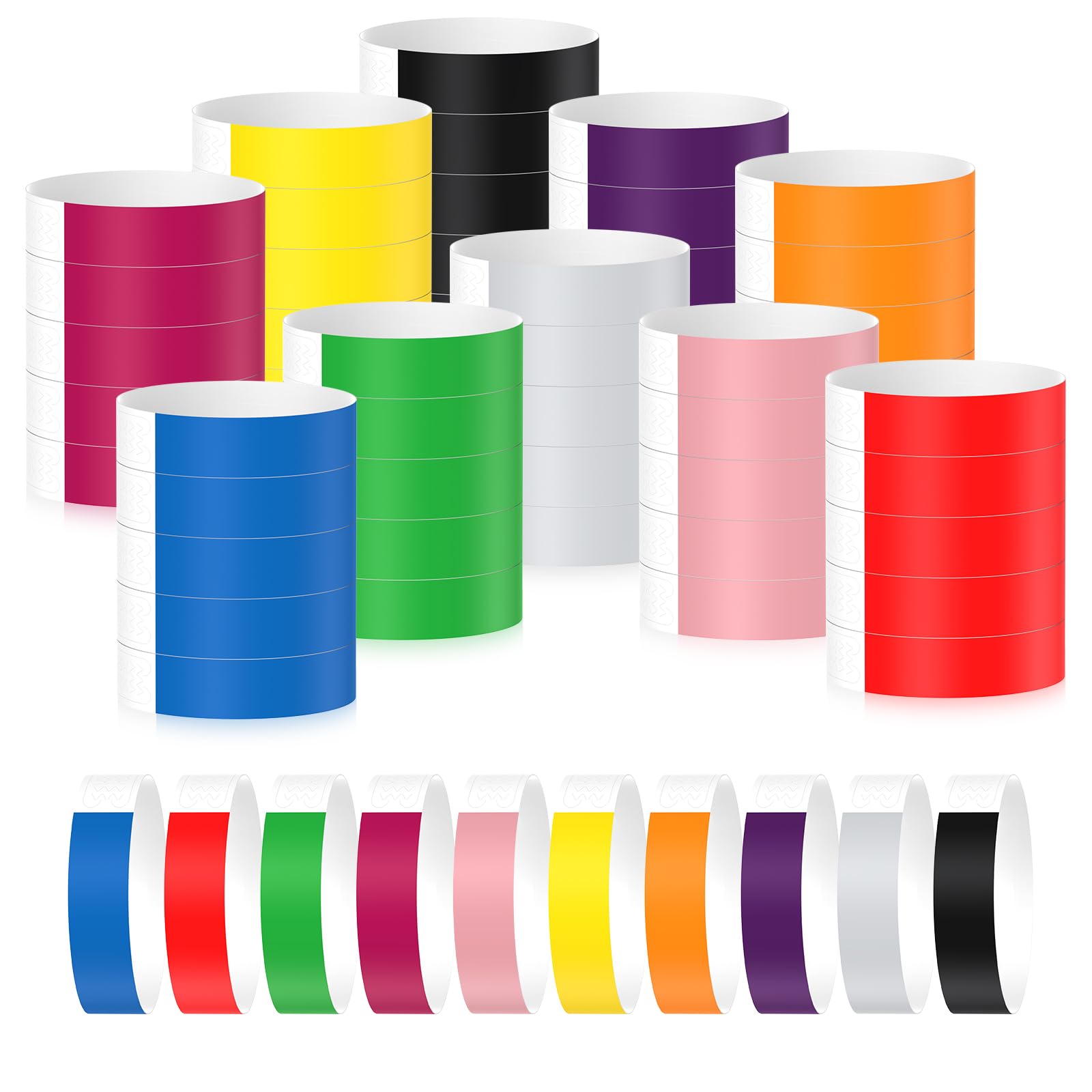 MUUPEG 1000 PCS Paper Wristbands for Events, Waterproof Neon Wrist Bands for Event Party Entrance, Multi-Colour Paper Bracelets for Music Festival Concert Contest