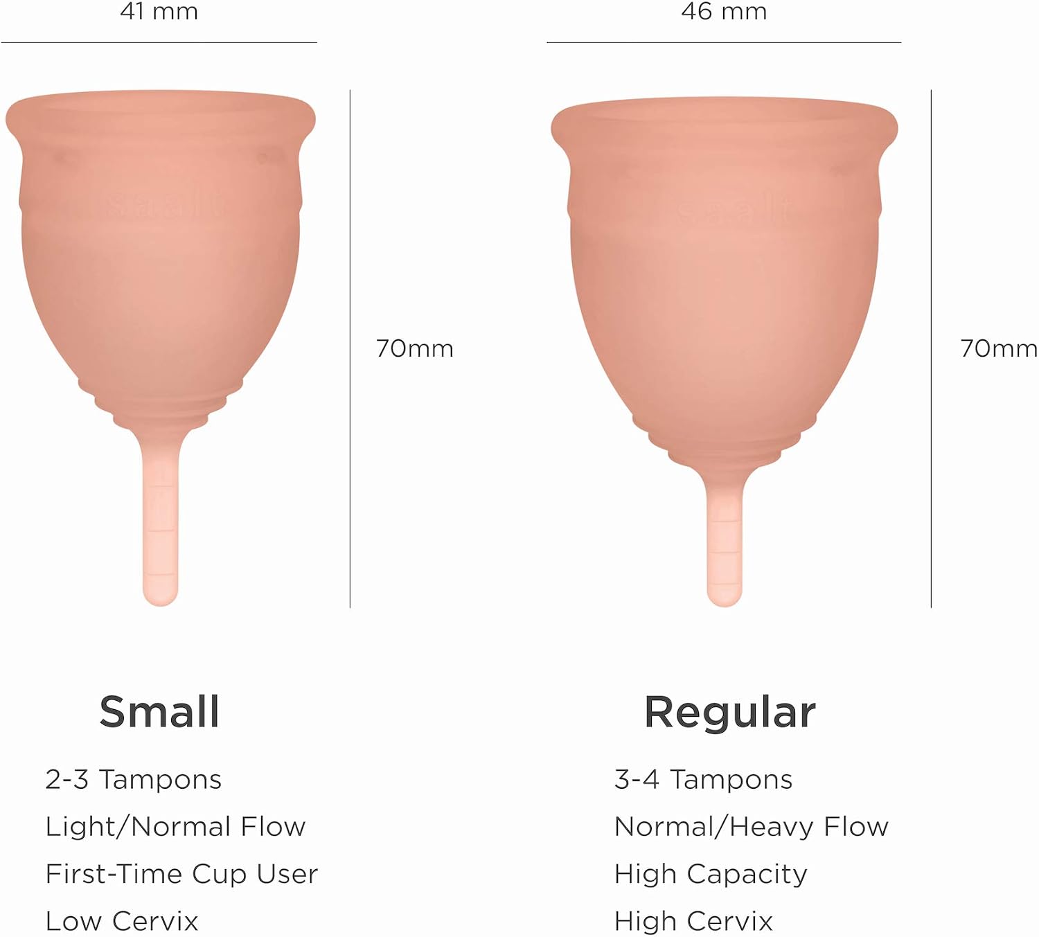 Saalt Soft Menstrual Cup - Super Soft and Flexible - Best Sensitive Cup - Wear for 12 Hours - Made in USA (Desert Blush, Regular) - Image 3