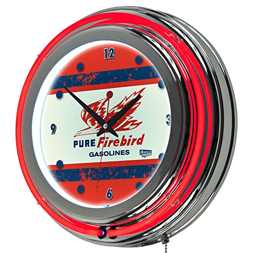 Trademark Gameroom Pure Oil Vintage Chrome Double Rung Neon Clock