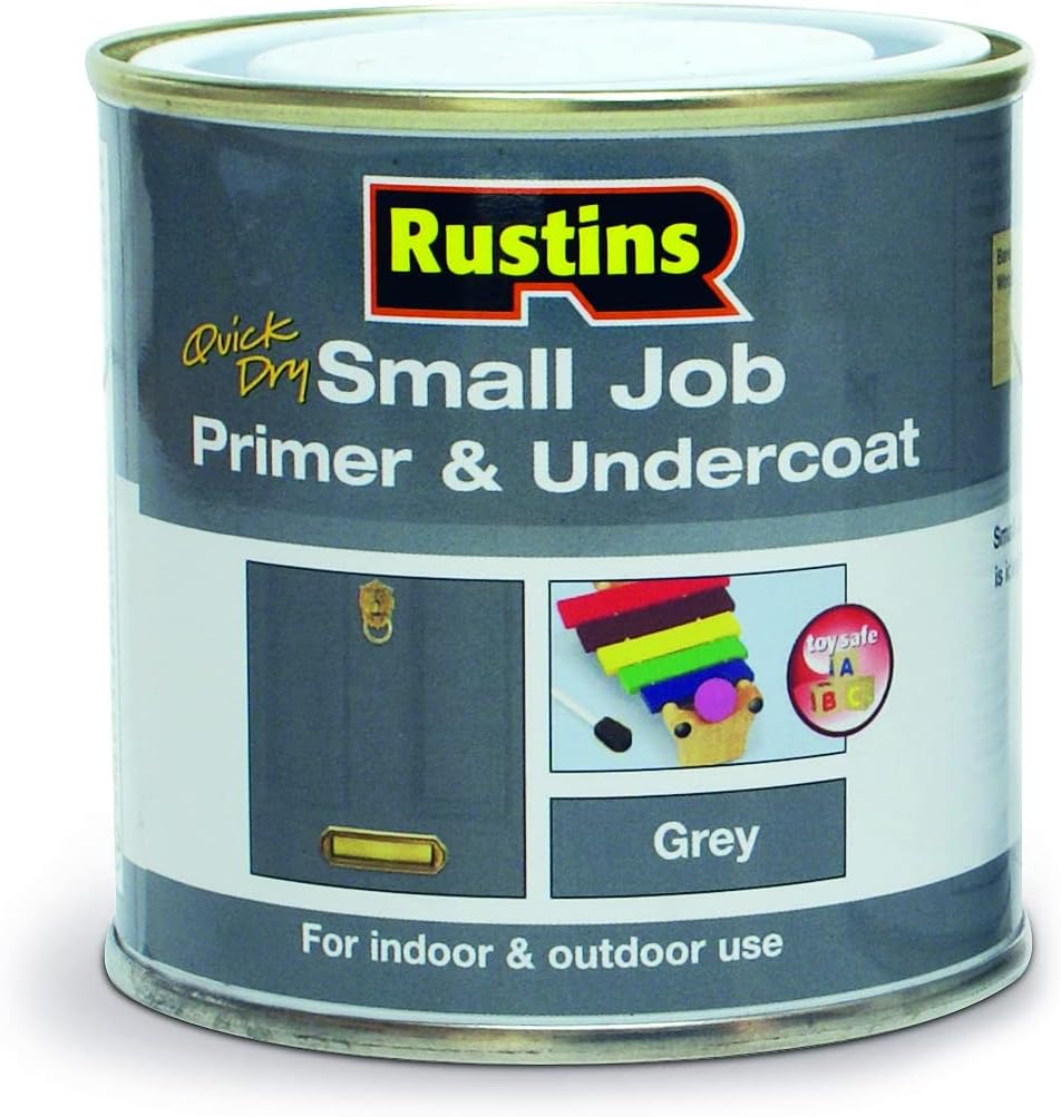 Rustins Small Job Primer & Undercoat Grey 250ml - Water Based, Quick Dry
