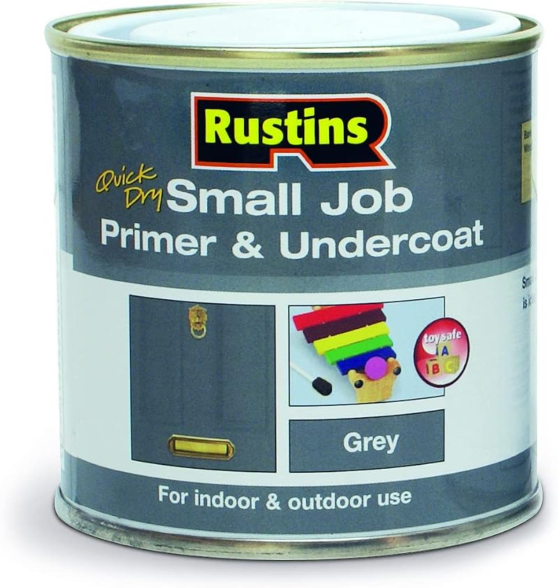 Rustins Small Job Primer & Undercoat Grey 250ml - Water Based, Quick Dry