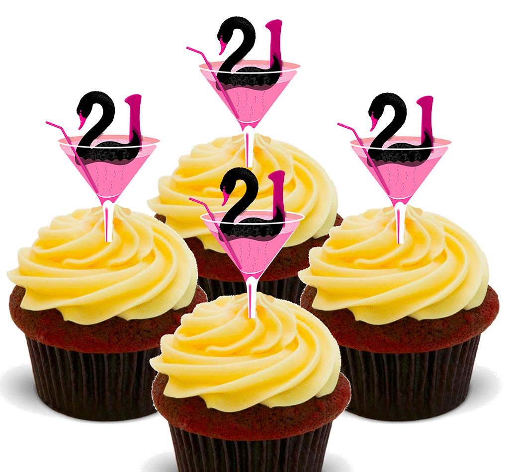 21st Birthday Girl, Edible Cupcake Toppers - Stand-up Wafer Cake Decorations (Pack of 12)