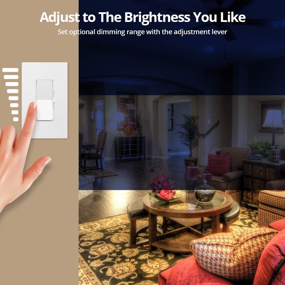 MLLIZH Dimmer Switch for Dimmable LED, CFL and Incandescent Bulbs, 3-Way/Single-Pole, 600 Watt max, Screwless Wall Plate Included: Industrial & Scientific