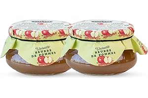 Fruit Spread Slightly Sweetened Recipe, 2 x 300 mL Glass Jar, No Artificial Flavors, Quebec Made, Caprices d’Antan (Apple But