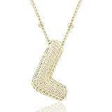 CCINPPY Letter Necklace, 14k Gold Plated Bubble