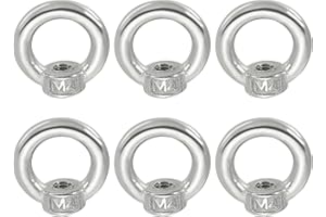 PATIKIL Lifting Eye Nut M4, 6Pcs 304 Stainless Steel Female Thread Nuts Fastener Shoulder Metric Ring for Marine
