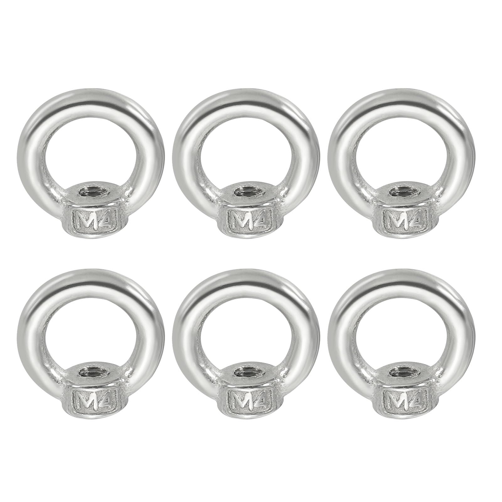 PATIKIL Lifting Eye Nut M4, 6Pcs 304 Stainless Steel Female Thread Nuts Fastener Shoulder Metric Ring for Marine