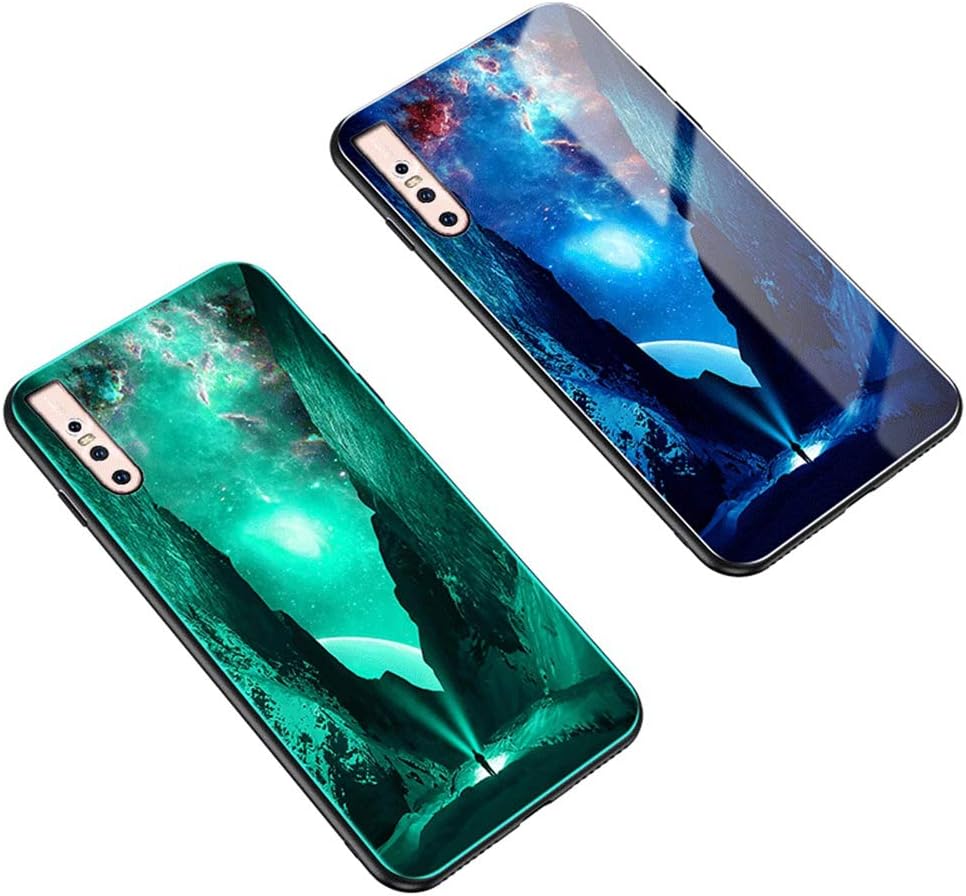 Yoodi Vivo S1 Pro Case, Luminous Tempered Glass Back Case [Cover Can Glow in The Dark] Shockproof Anti-Scratch Protective Shell for Vivo S1 Pro/V15 Pro - Canyon