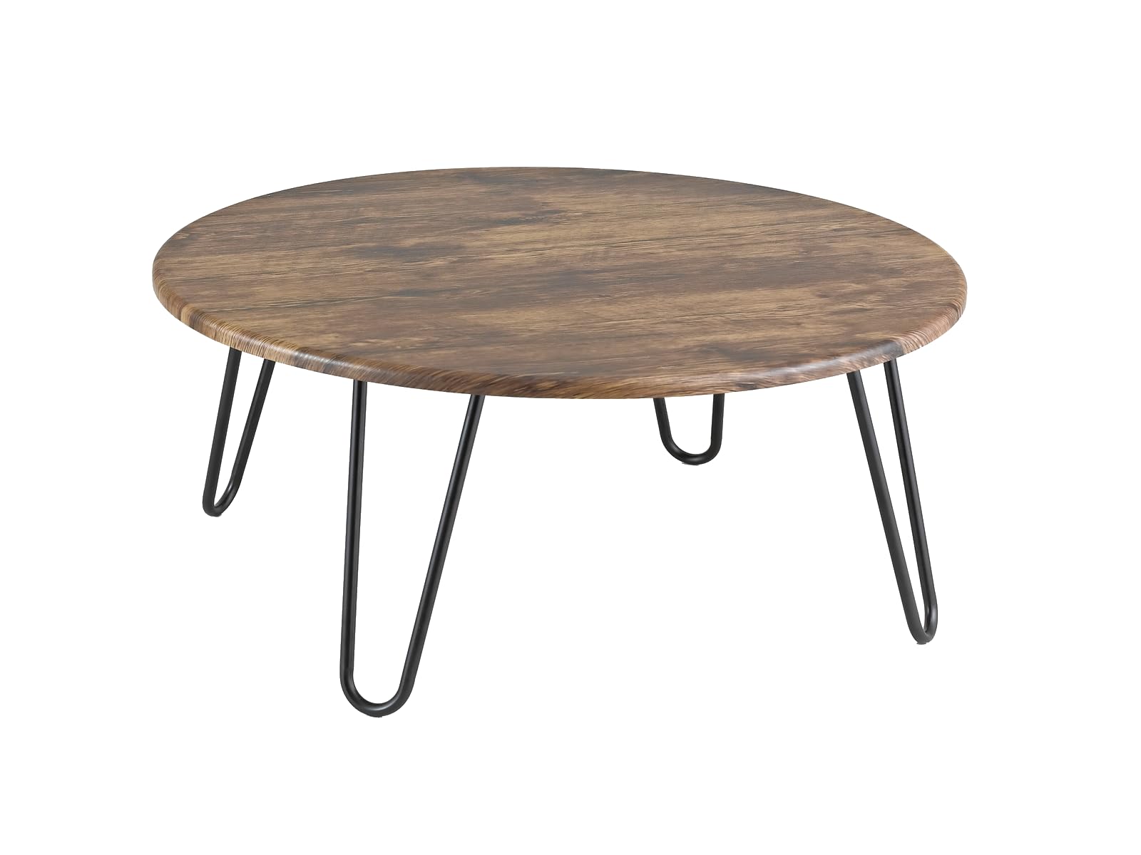 Aspect Brockton Round Coffee Table, Wood, Vintage 1, 80 x 80 x 35 cm, Brown and Black