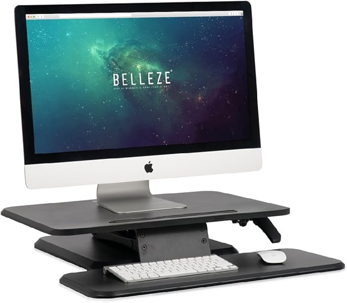 BELLEZE Sit Stand Desk Converter Ergonomic Height