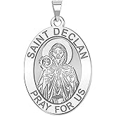 PicturesOnGold.com Saint Declan Oval Religious Medal - in Sterling Silver and 10K or 14K White and Yellow Gold - Protection Jewelry Christian Gifts for Men & Women
