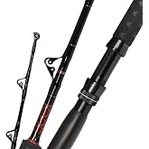 Fiblink Saltwater Fishing Trolling Rod 1-Piece Heavy Duty Roller Rod Big Game Conventional Boat Fishing Pole with Roller Guides (50-80lb/80-120lb/120-200lb)