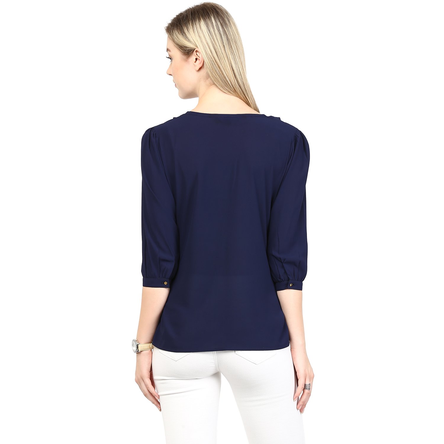 rare women navy blue georgette top (ep1033)