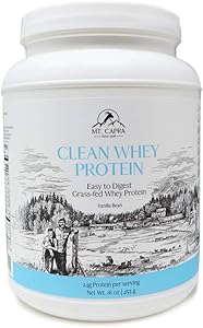 Mt. Capra Goat Whey Protein | Grass-Fed Undenatured Whey Protein Powder from Pastured Goats, High in Branch Chain Amino Acids, Natural Vanilla - 1 Pound