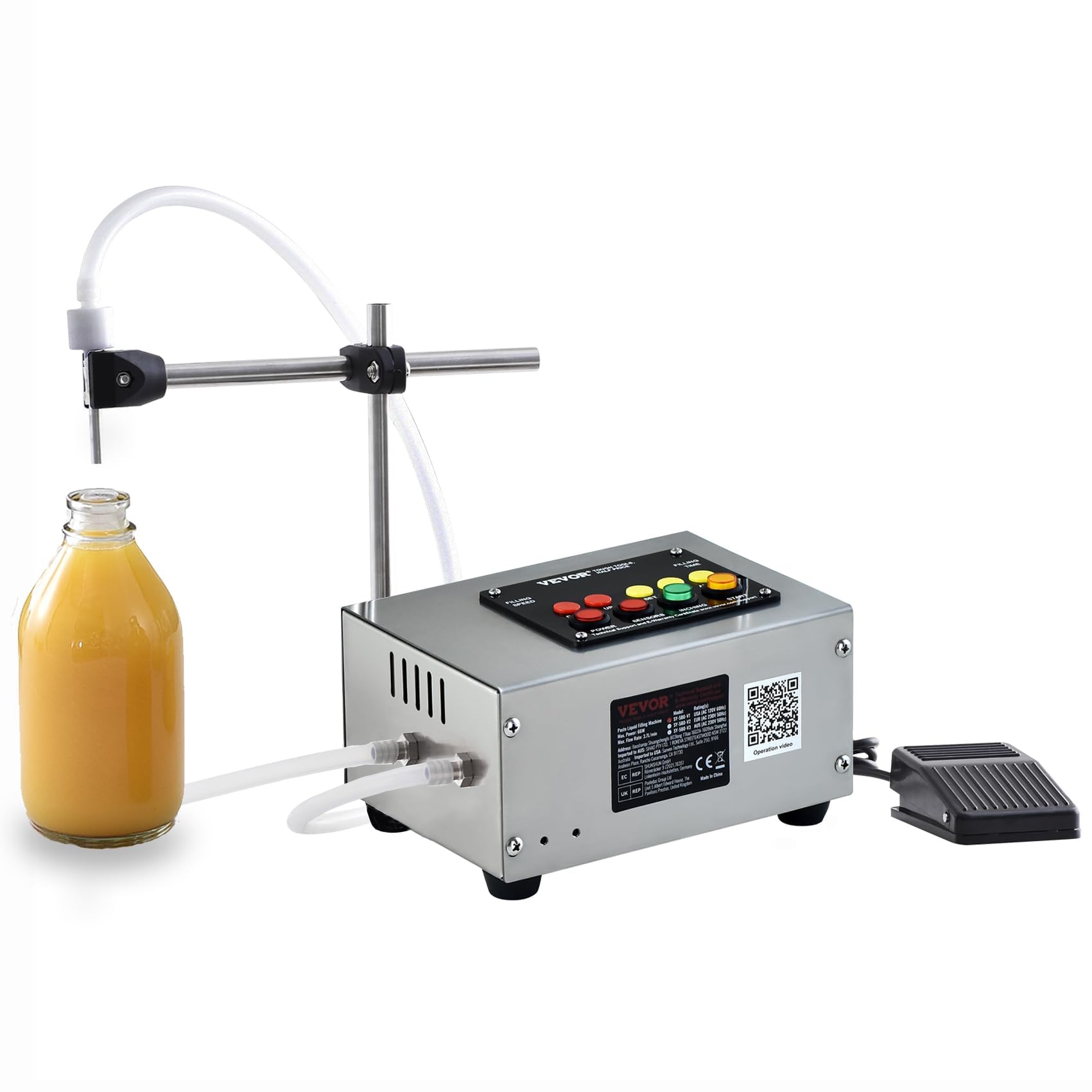 Photo 1 of VEVOR Paste Liquid Filling Machine 10-4000ml, Automatic Bottle Filling Machine Digital Control for Milk, Water, Wine, Beverage, Soy Sauce, Vinegar, Alcohol (Single Nozzle),