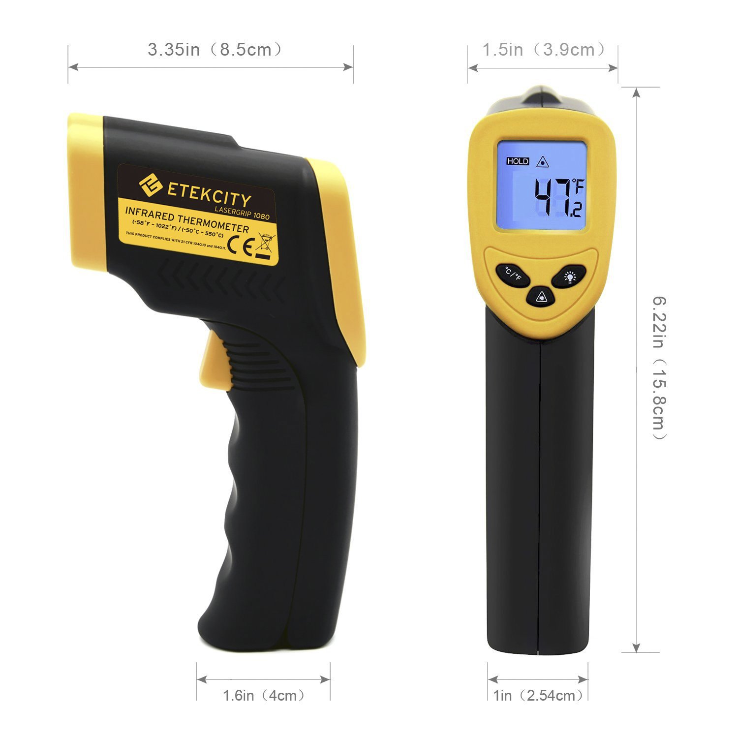 Etekcity Lasergrip 1080 NonContact Digital Laser Infrared Thermometer 25706347532 eBay