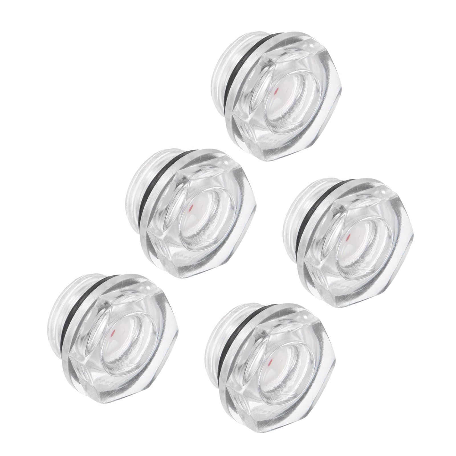 CoCud Air Compressor Oil Sight Glass, | 1/2" Male Thread | Hex Head Oil Liquid Level Indicator Glass Window - (Applications: for Gearbox Fittings), 5-Pieces