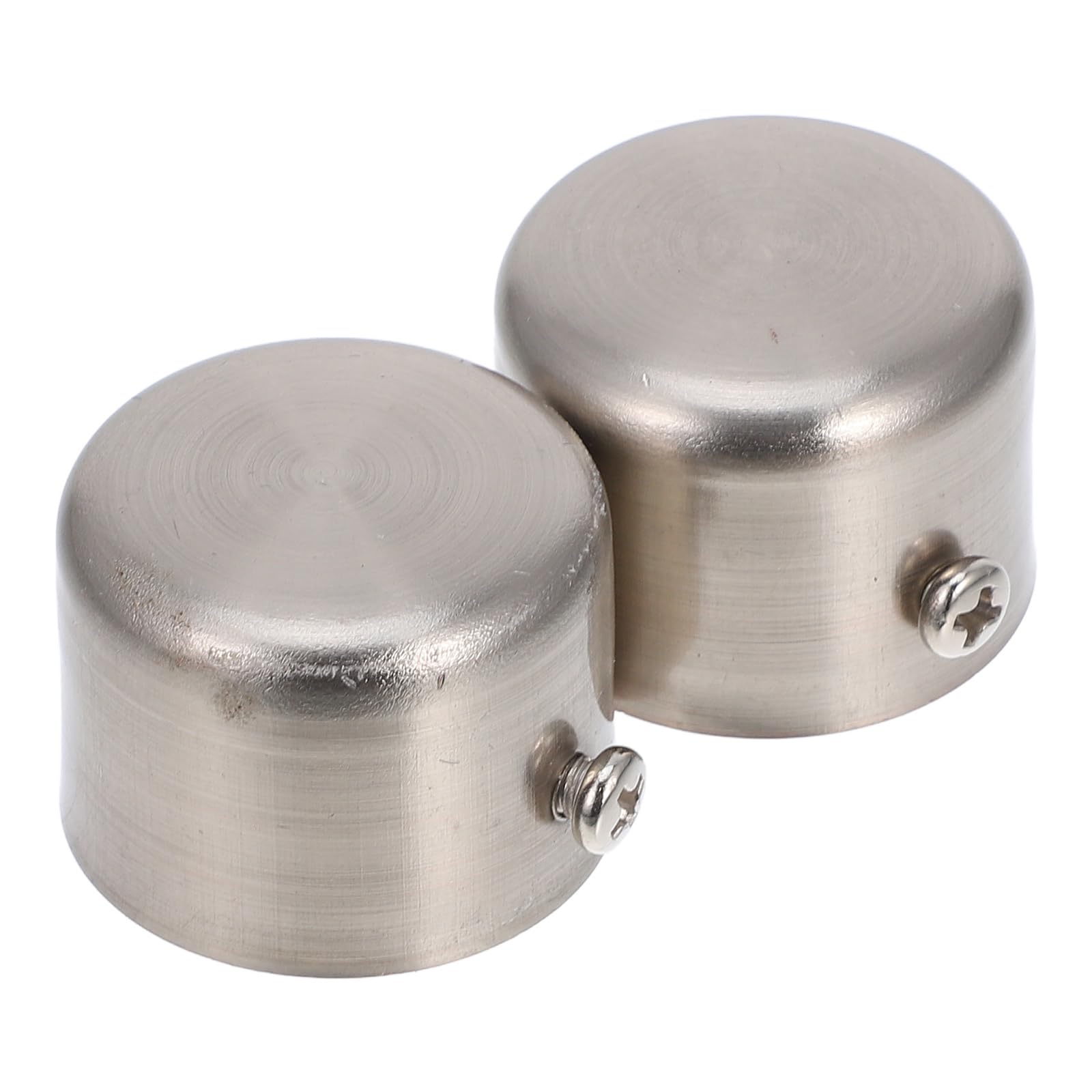 BESPORTBLE Curtain Rail Support Ends, 2Pcs Silver Drapery Rail Pole Head Cap Decorative Window Curtain Rail End Metal Curtain Rod Pole Finials Ends, 28mm