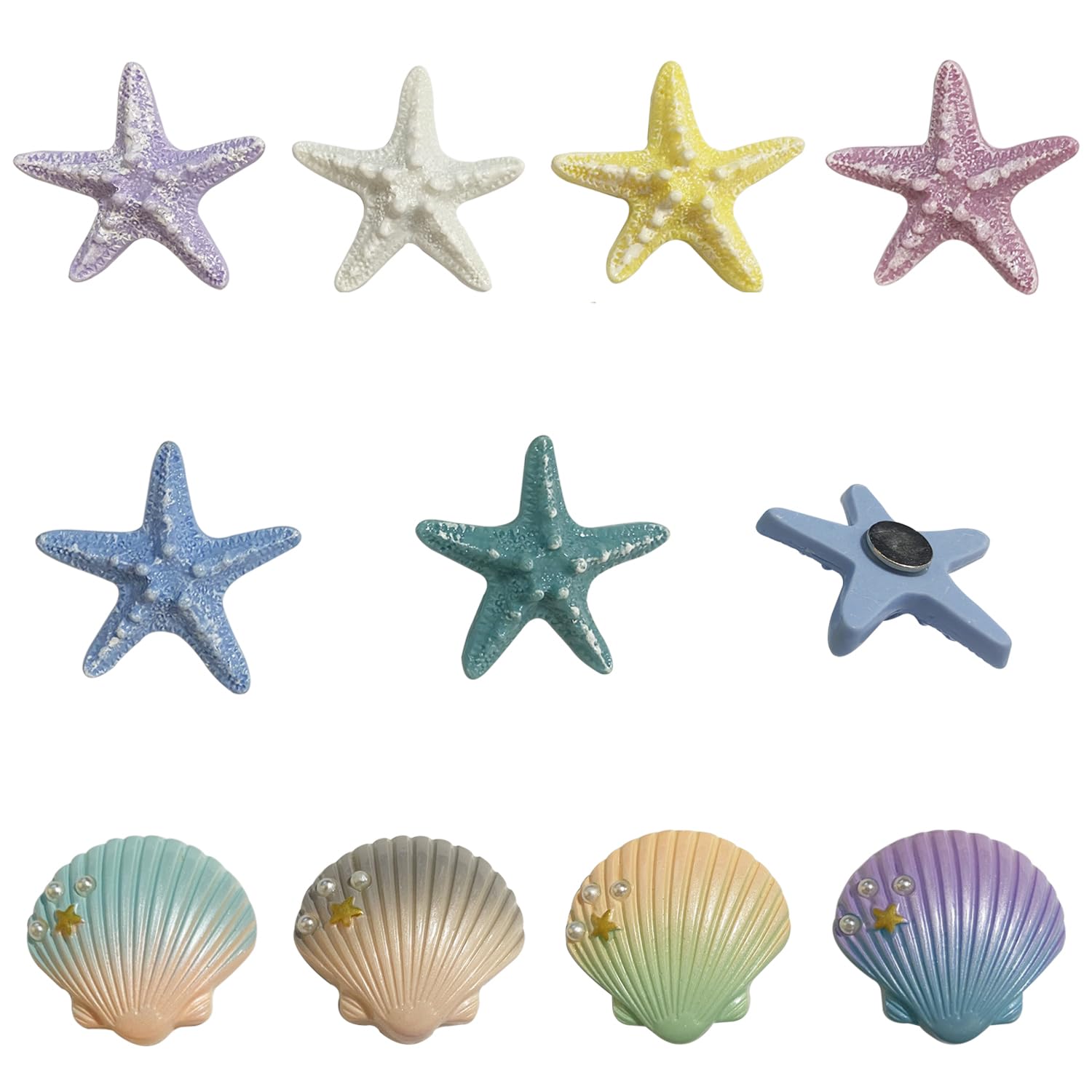 Photo 1 of 10 Pcs Starfish Shell Refrigerator Magnets, Starfish Fridge Stickers, Funny Ocean Refrigerator Magnets for Fridge Whiteboard Photo Wall