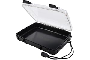 Hlotmeky Waterproof Dry Box Case Watertight Storage Containers for Kayaking & Boating Floating Fishing Tackle Tray Boxes (Black)