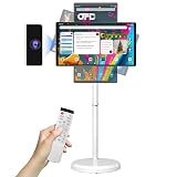 OFD 21.5 Inch 2nd Gen Portable TV on Wheels 1080P,100%sRGB,6+128GB Storage,Android 15 OS Touchscreen RollingTV with 13MP Webcam,Remote Control,Wireless Projection,6000 mAh Battery,EDLA-Certified,White