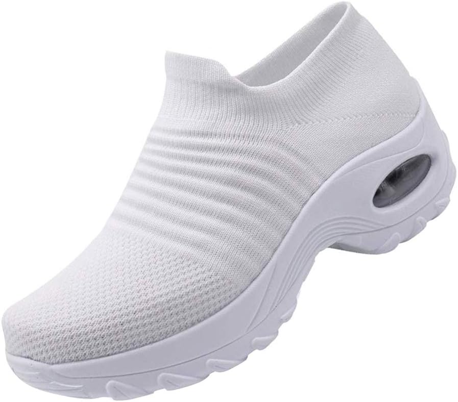 Ablanczoom Womens Walking Shoes Sock Sneakers Comfortable Mesh Wedges Platform Shoe Slip On Air Cushion Running Tennis Shoes