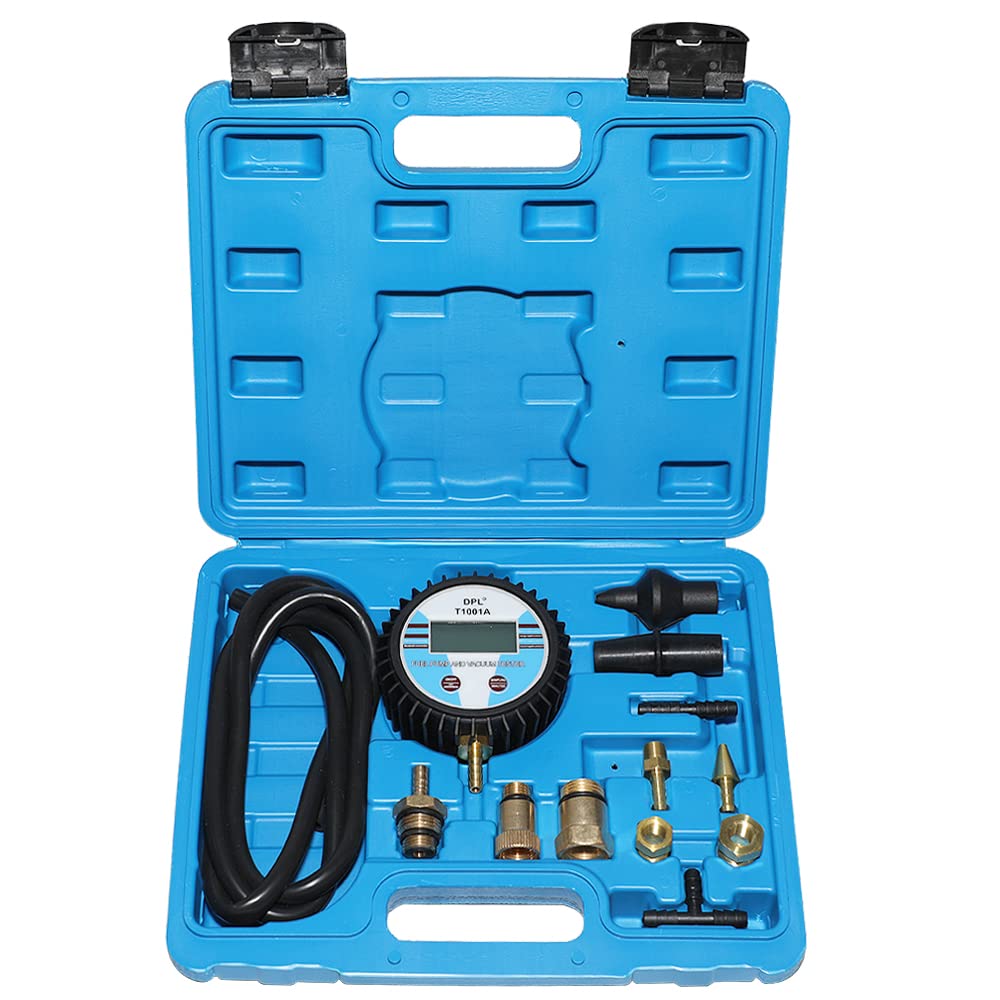 Photo 1 of DPTOOL Vacuum Gauge Tester Multifunction Fuel Pump Catalytic Converter Muffler Carburetor Exhaust Back Pressure Tester Digital Display Gauge with Adapters and Hose
