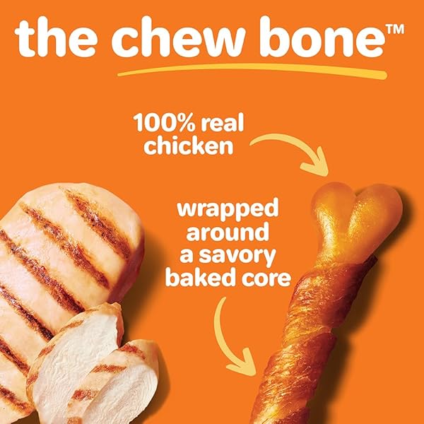 HARTZ OINKIES CHEW BONES WITH REAL CHICKEN BREAST, RAWHIDE FREE DOG TREATS, HIGHLY DIGESTIBLE DOG CHEWS, 25 COUNT