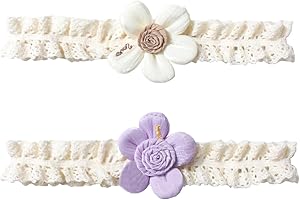 2PCS Baby Flower Headbands for Girls, Soft Stretchy Floral Infant Hair Accessories, Suitable for Newborn Baby Girls to Take P