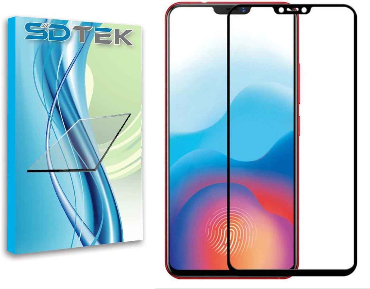 SDTEK Screen Protector for OnePlus 6 Full Screen Glass Tempered Guard for OnePlus 6 (Black)
