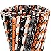 200 Pieces Halloween Paper Straws Pumpkin Bat Spider Web Skeleton Pattern Straws Black Orange Paper Drinking Straws for Halloween Party Supplies (Color Set 2)