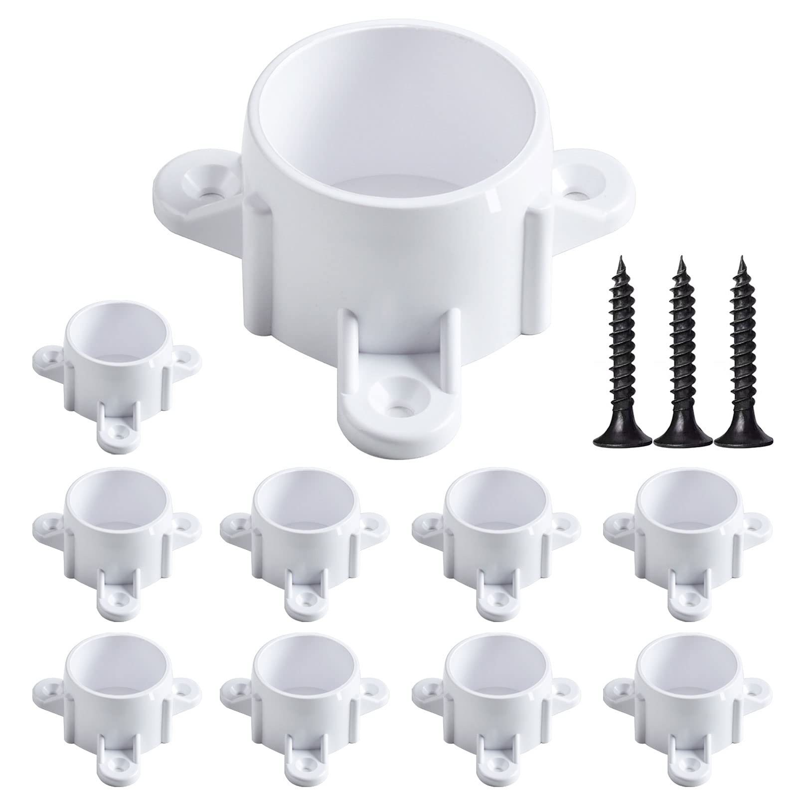 Photo 1 of PVC Flange Cap for Pipes 1" (10-Pack), Furniture-Grade Table Leg Rod Holder with Mounting Screws, Compatible with 1" Schedule 40 PVC Pipes?