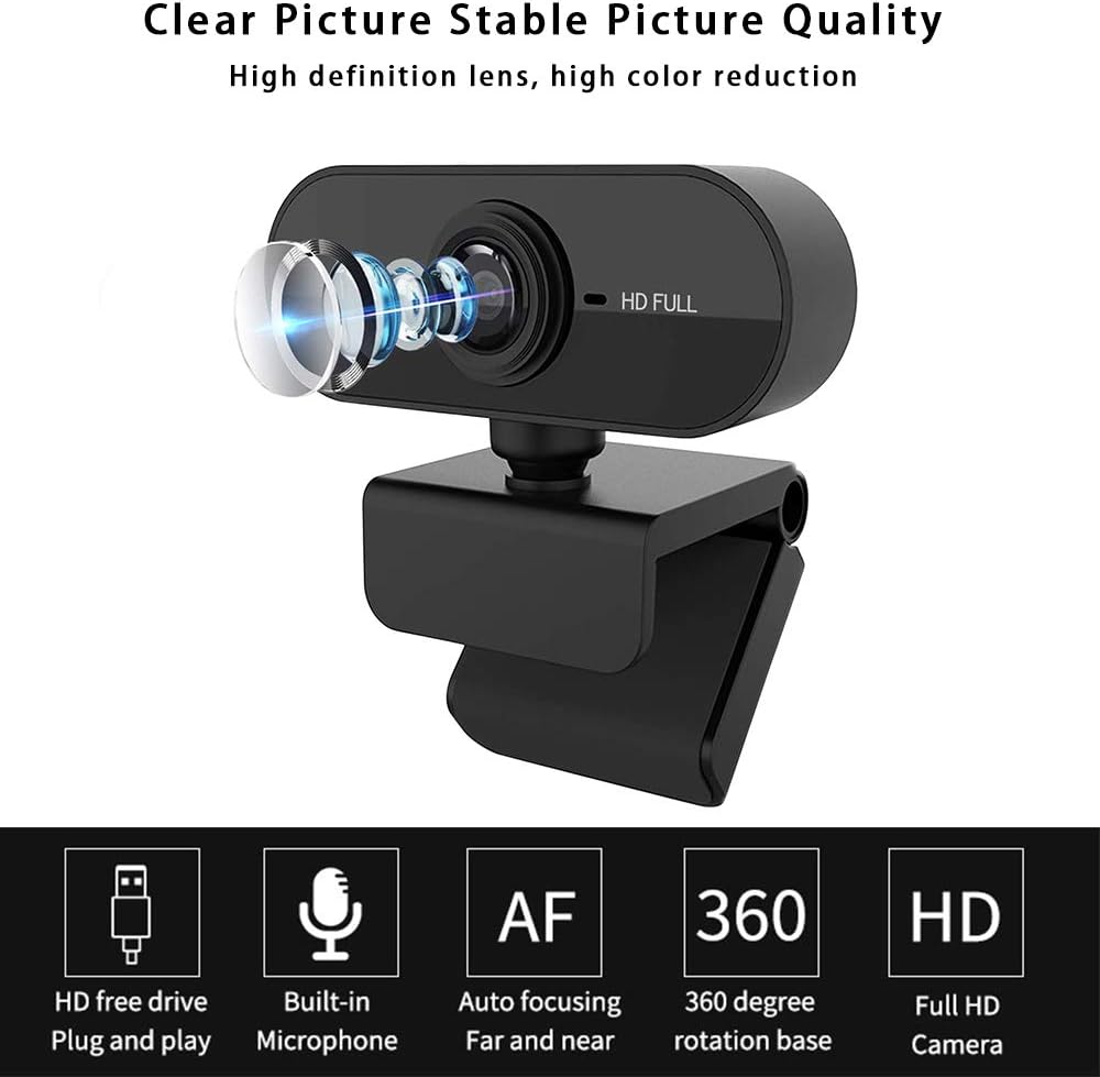 Webcam with Microphone, 30FPS Full HD 1080P Webcam Video Camera for Computers PC Laptop Desktop USB Plug and Play - Image 3
