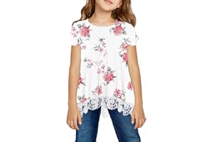 storeofbaby Girls Casual Tunic Tops Short Sleeve Loose Soft Blouse T-Shirt for 4-13 Years