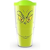Tervis Dr. Seuss - Grinch Grin Made in USA Double Walled Insulated Tumbler Travel Cup Keeps Drinks Cold & Hot, 24oz, Classic