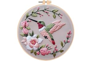 Huacan Embroidery Kit for Beginners Adults Includes Stamped Flower Pattern, Hoop, Color Threads,Tools,Easy to Follow Instruction (Pink)