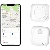 Portable Key Tracker, Bluetooth Tracker, Works with Find My(Only iOS Compatible), Replaceable Battery, Anti Loss Device for Bag, Key, Wallet (F1) (2*White)