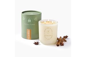 LIVING GOOD CANDLE CO. Fall Fresh Cinnamon Bark Essential Oil - Warm & Spicy Pure Beeswax Candle - 90+ Hours Long Burning - Non-Toxic Scented Candles for Autum Home Decor & Aromatherapy for Anxiety Relief - Natural - 15 OZ