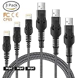 Birgus iPhone iPad Charger Cable [3 Pack] 3.3/6.6/10FT Nylon Braided 8 pin LIGHTNING to USB A Charging Cord for Apple i7/7 Plus 6/6s Plus 5, iPad Pro Air 2 mini 4 3 2, iPod touch 5th 6th nano 7th gen