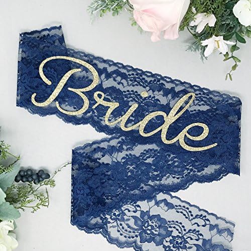 Navy Blue &amp; Gold Lace Bachelorette Sash