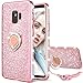 Maxdara Galaxy S9 Case, Galaxy S9 Glitter Case Ring Holder Diamond Rhinestone Kickstand with Sparkle Bling Shiny TPU Bumper Cute Women Girls Case for Galaxy S9 5.8 inches (Rosegold)