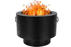 STBoo Pellet Fire Pit for Outside with Portable Carrying Storage Bag, 15x11Inch Smokeless Fire Pits Outdoor Wood Burning, Low Smoke Camping Stove for Bonfire Picnic Backyard Cooking on Beach, Black, M